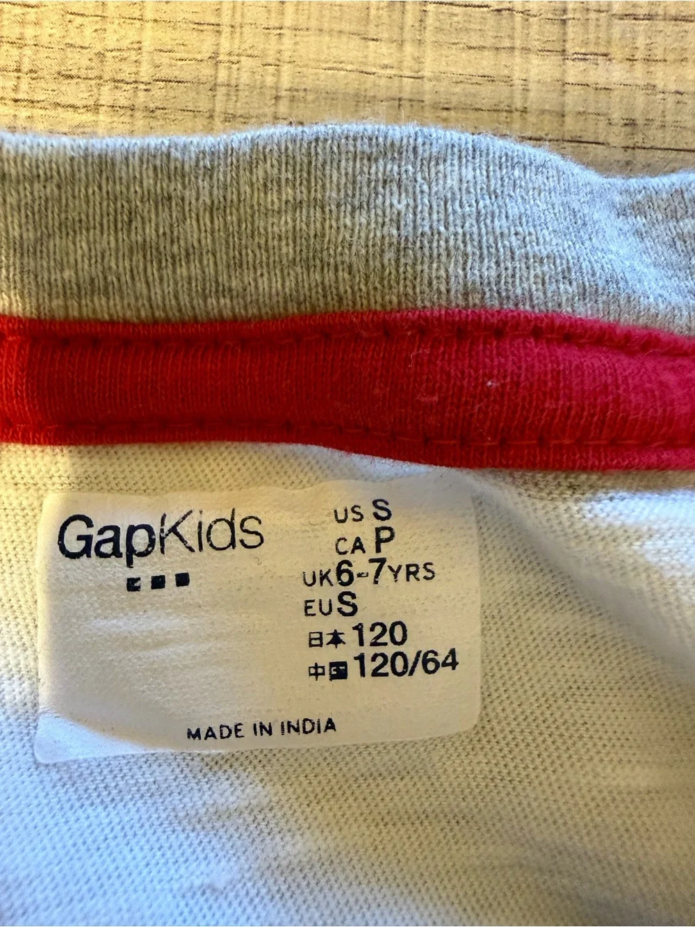 GAP Striped Short Sleeve Tee in Gray, White & Red